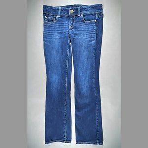 American Eagle Stretch Slim Boot Jeans with Fading Distressing Whiskering Size 2